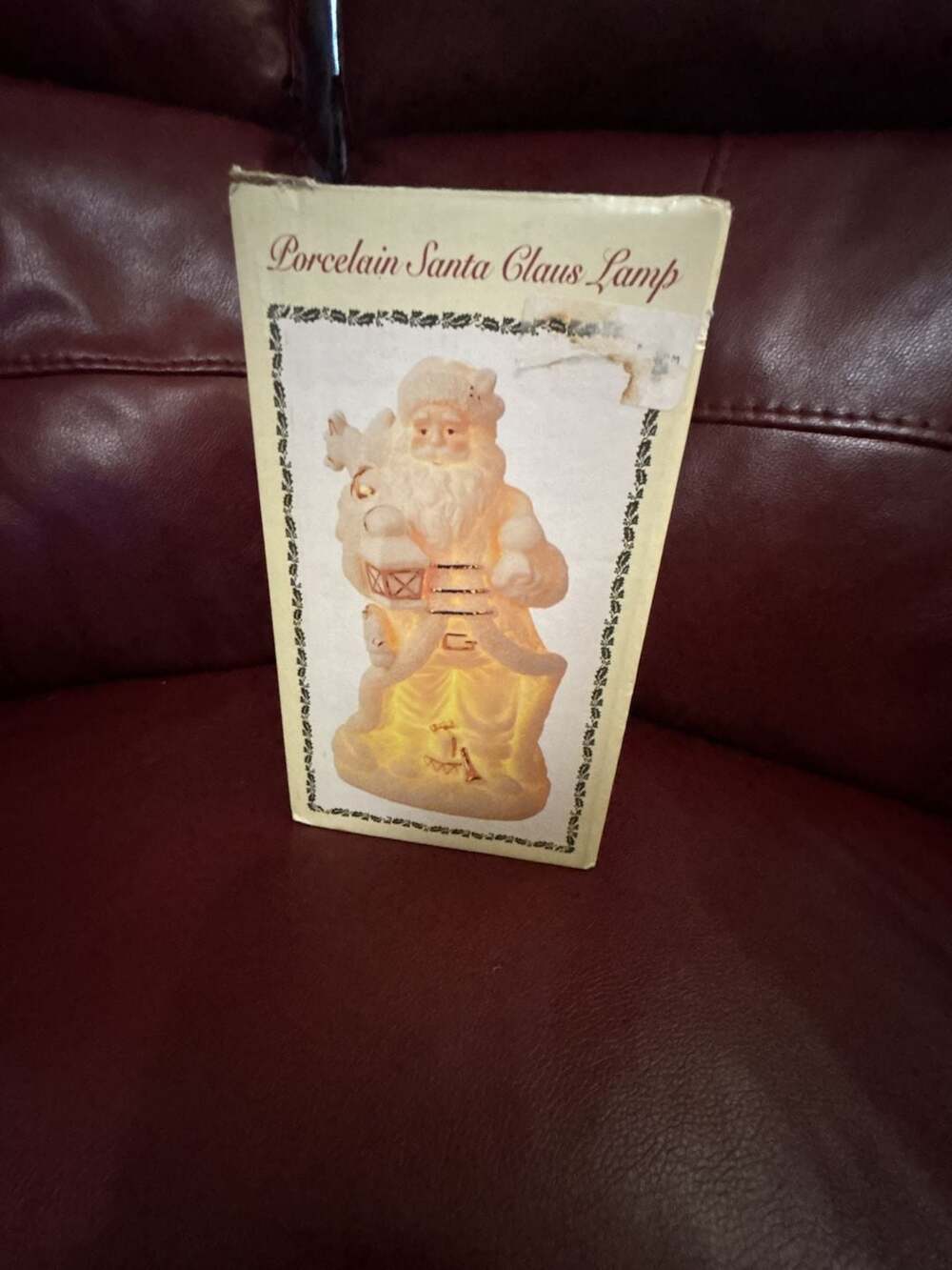 Vntg 90s International Bazaar Porcelain Santa Claus Lamp Christmas Decor Tested